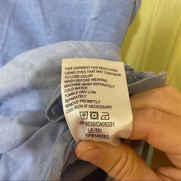 Woolrich Chambray Cotton Dress Blue Sz Small Petite - Picture 6 of 8